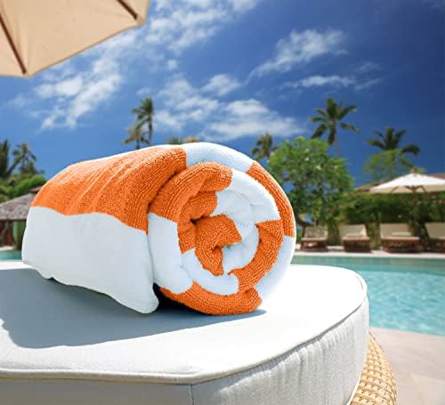 Avalon Towels Cabana Beach Towels 4-Pack 30x60 inches Orange Stripe