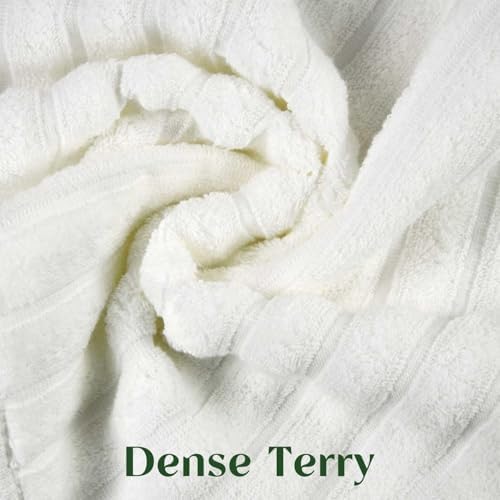 Luxurious Hand Towels Set Soft 13x29 Inch Ribbed Design White 2-Pack