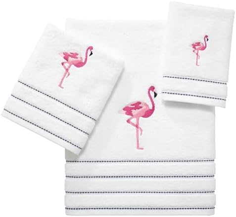 IZOD Fingertip Towels Soft Absorbent Cotton Flamingo Collection