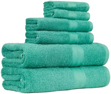 6-Piece Cotton Bath Towel Set in Teal