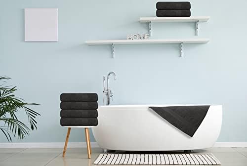 6-Pack 100otton Terry Bath Towels - 24x50 - Grey - Quick Dry Absorbent
