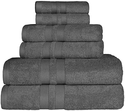 6-Piece Ultra-Soft Cotton Towel Set - Charcoal