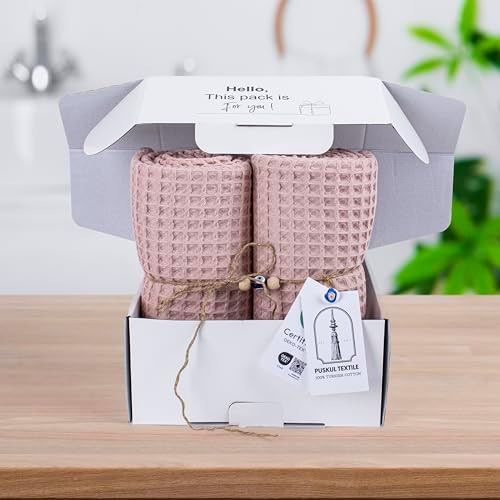 Pack of 2 Luxury Waffle Weave Bath Towels 100 Turkish Cotton