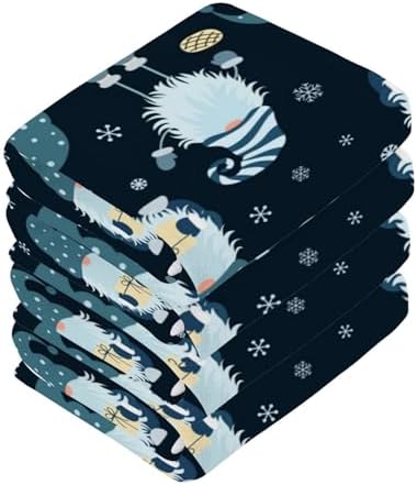 Fun Christmas Gnome Washcloths Soft and Absorbent Towels Set of 2