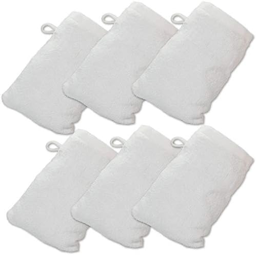 Made Easy Kit Bath Mitts - Set of 6 White - European Style Washcloth