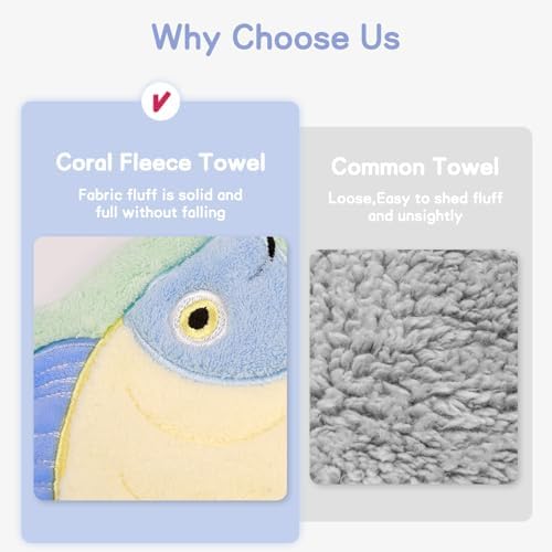 4-Pack Cute Animal Hand Towels with Hanging Loop for Home Kitchen