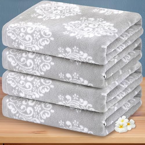 Grey Pattern Bath Towels Set