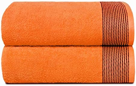 Belizzi Home Ultra Soft 2-Pack Cotton Bath Towels Soft Durable Orange