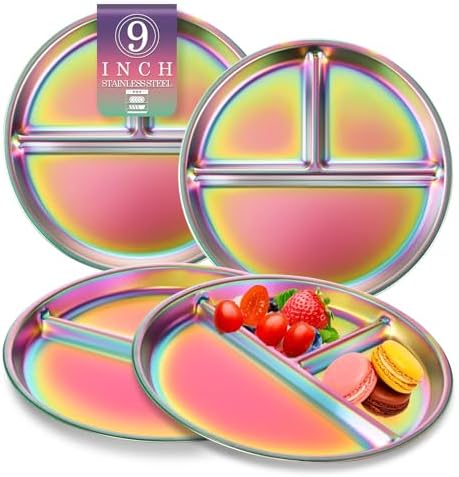 Rainbow 9 Stainless Steel Toddler Plate Set