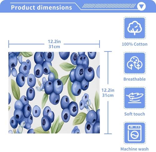 Perfect Soft Baby Washcloth Reusable 12x12-inch Blueberry Absorbent Towels