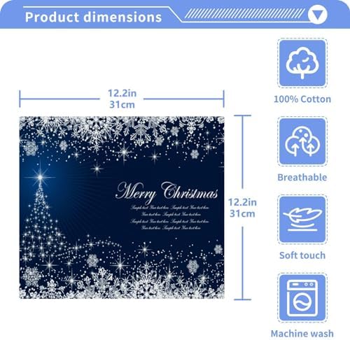 Perfect Blue Christmas Washcloth Set