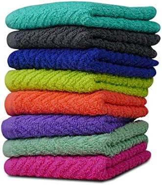 ZSUPERIA 8Pack Washcloth Set Reusable Soft Multicolor 12x12