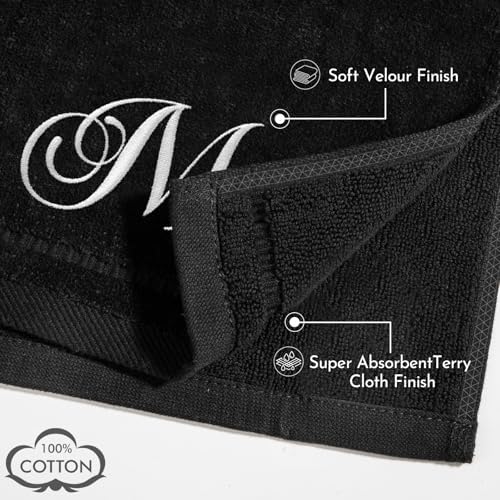 KLL Monogrammed Towels Set - 11x18 Inch Fingertip Embroidered Towels for Bathroom