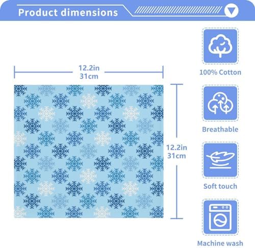 YettasaBin Blue Snowflake Washcloth Set
