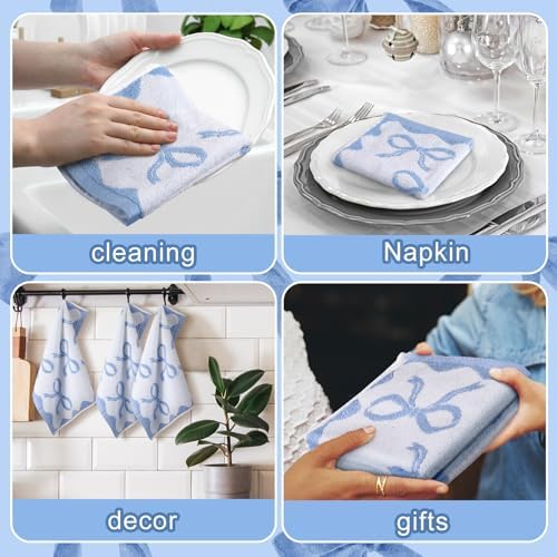 Blue Bow Washcloths for Hand Face