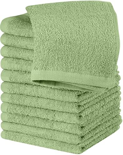 Utopia Towels 12 Pack Flannel Washcloths 100 Cotton Sage Green