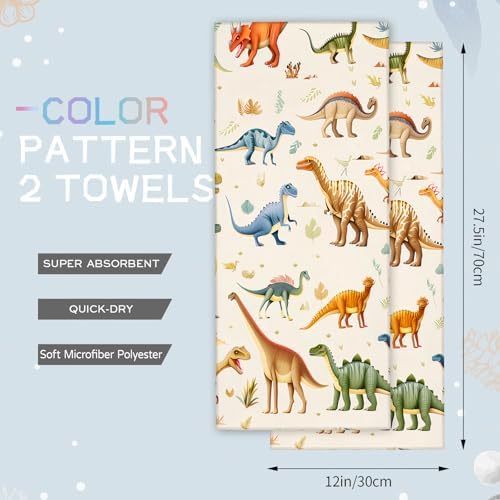 Forty Dinosaur Miles Hand Towels - 2 Pack