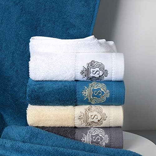 Premium 100 Pure Cotton Bath Towels Luxury Hotel Spa Peacock-Blue Embroidery