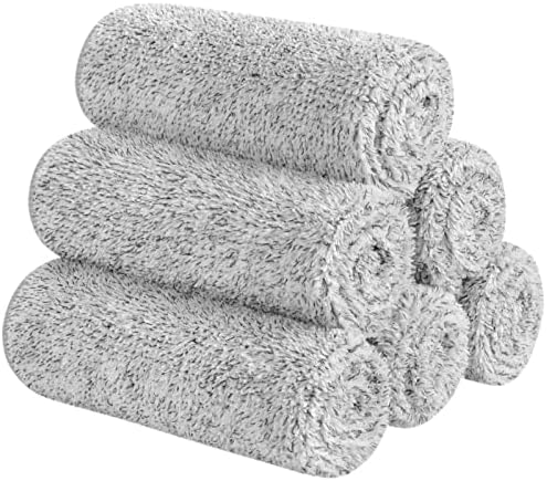 SINLAND Microfiber Face Towels 6-Piece Set 12x12 Ultra Soft for Bath
