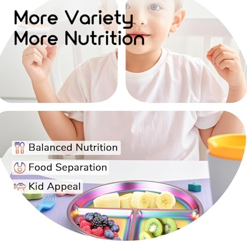 Rainbow 9 Stainless Steel Toddler Plate Set