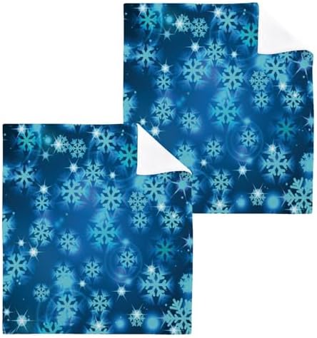 Blue Christmas Snowflake Washcloth Set for Washes