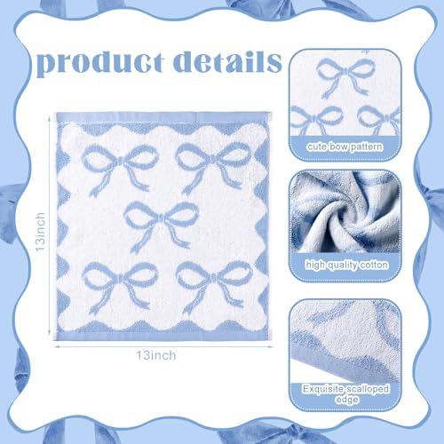 Blue Bow Washcloths for Hand Face