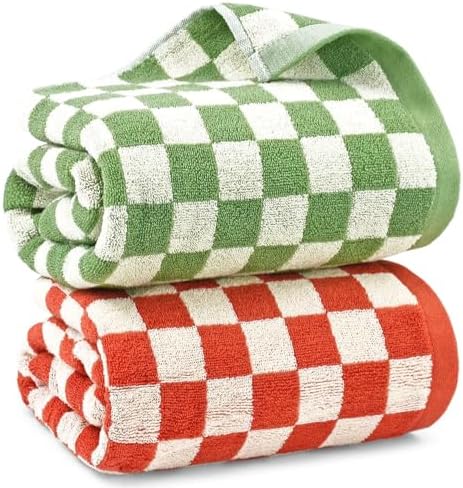 2-Piece Checkered Bath Towels 55x275 Brand Jacquotha