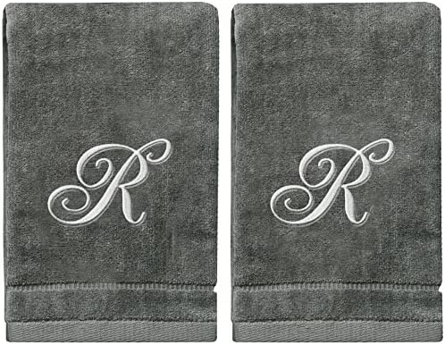Monogrammed Towels Fingertip Silver Embroidered Towel Personalized Gift