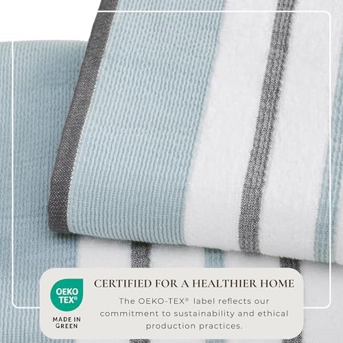 Great Bay Home Luxury Cotton 6-Piece Bath Towels Set EucalyptusGrey