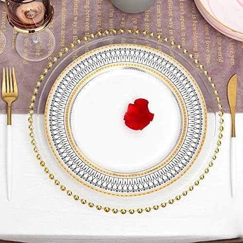 Stylish Nordic Gold Bead Glass Dinner Plate for Everyday Use
