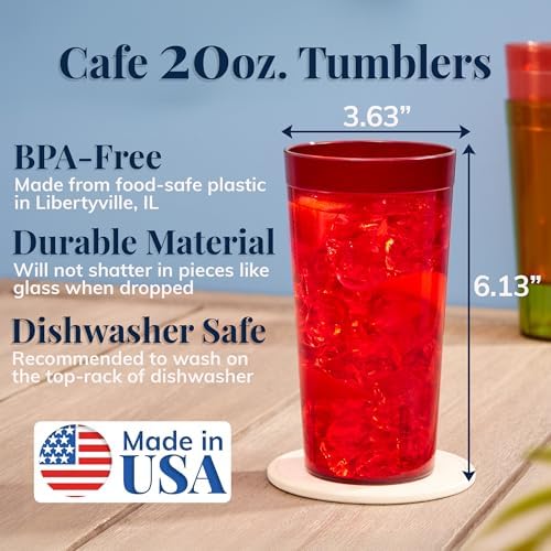 US Acrylic Disposable Tumblers 20-ounce Stackable BPA-Free Set of 16