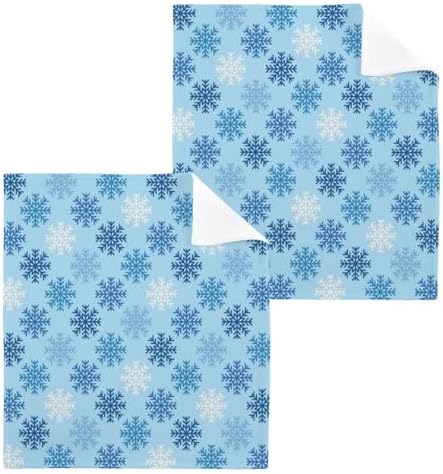 YettasaBin Blue Snowflake Washcloth Set