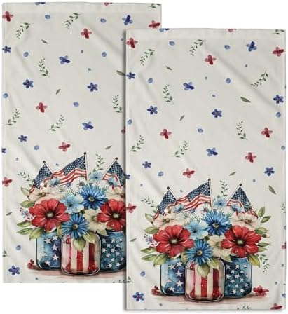 Patriotic Floral Hand Towels