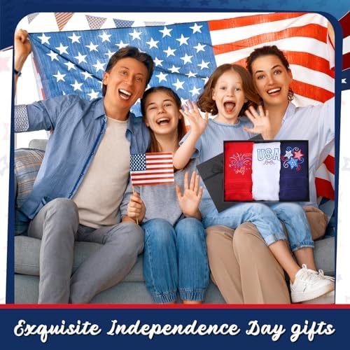 American Flag Red White 3-Pack Patriotic Hand Towels 4th of July Cotton