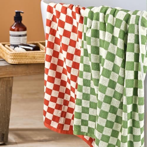 2-Piece Checkered Bath Towels 55x275 Brand Jacquotha
