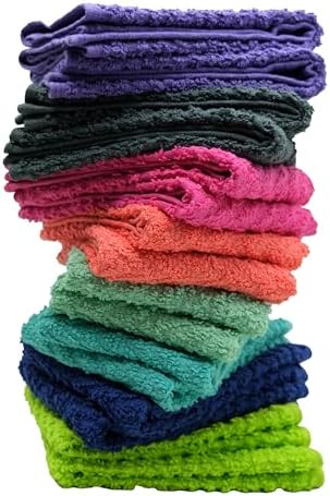 ZSUPERIA 8Pack Washcloth Set Reusable Soft Multicolor 12x12