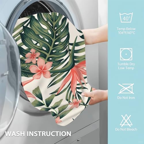 Tropical Leaves Hand Towels Set of 2 Soft Fins Fingertip Bath Towels