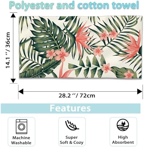 Tropical Leaves Hand Towels Set of 2 Soft Fins Fingertip Bath Towels