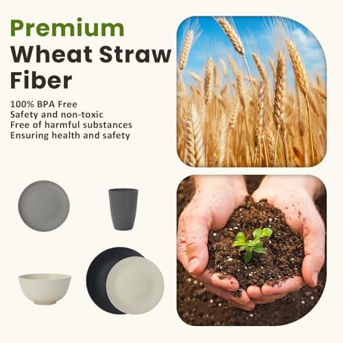 Homienly Kitchen Wheat Straw Dinnerware Set 40PCS