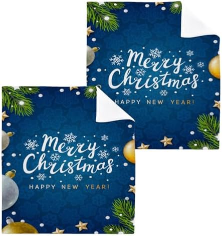 Merry Christmas Blue Yettasa Bins Soft Reusable Washcloth Set for Baby Faces