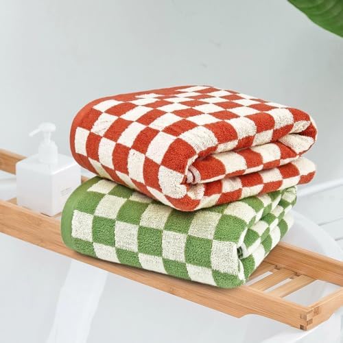2-Piece Checkered Bath Towels 55x275 Brand Jacquotha
