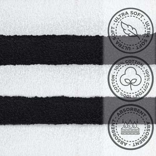 10-Piece Crystal Ridge 12x12 Washcloths WhiteBlack
