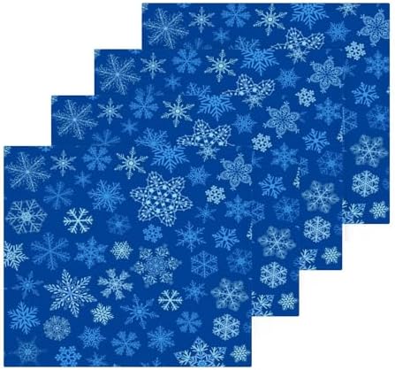 Christmas Blue Snowflake Soft Reusable Washcloth Set for BathroomBedtime