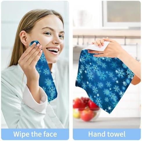 Blue Christmas Snowflake Washcloth Set for Washes