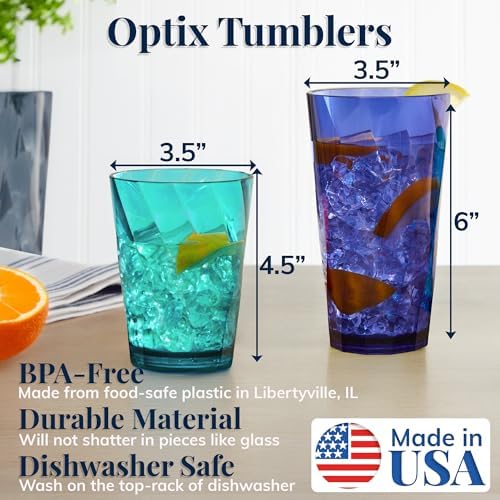 BPA-Free Reusable Plastic Drinking Glasses Set