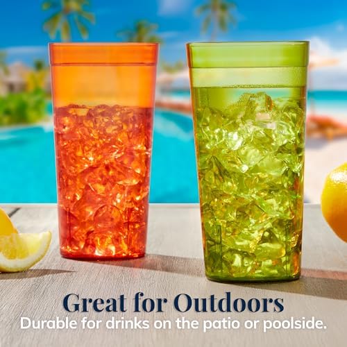US Acrylic Disposable Tumblers 20-ounce Stackable BPA-Free Set of 16