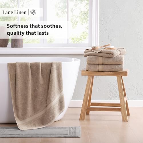 LANEE LINEN 100 Cotton Bath Towels Set of 4 Taupe