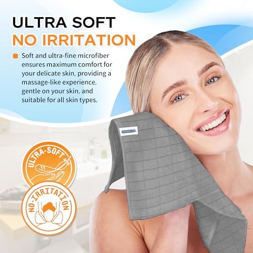 HOMERHYME Microfiber 12-Pack Washcloths Soft Grey Reusable Face Towels