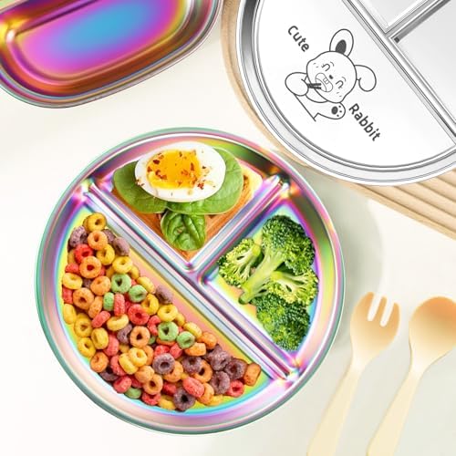 Rainbow 9 Stainless Steel Toddler Plate Set