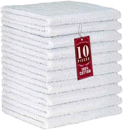 10-Pack Soft Absorbent Cotton Wash cloths for Home Kitchen